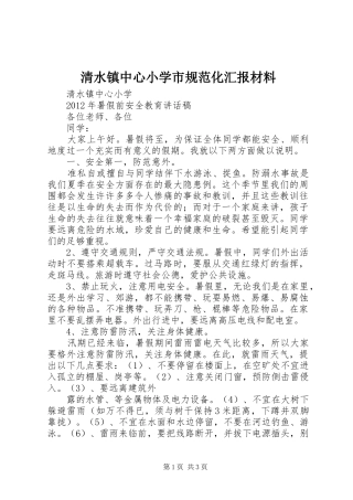 清水镇中心小学市规范化汇报材料 