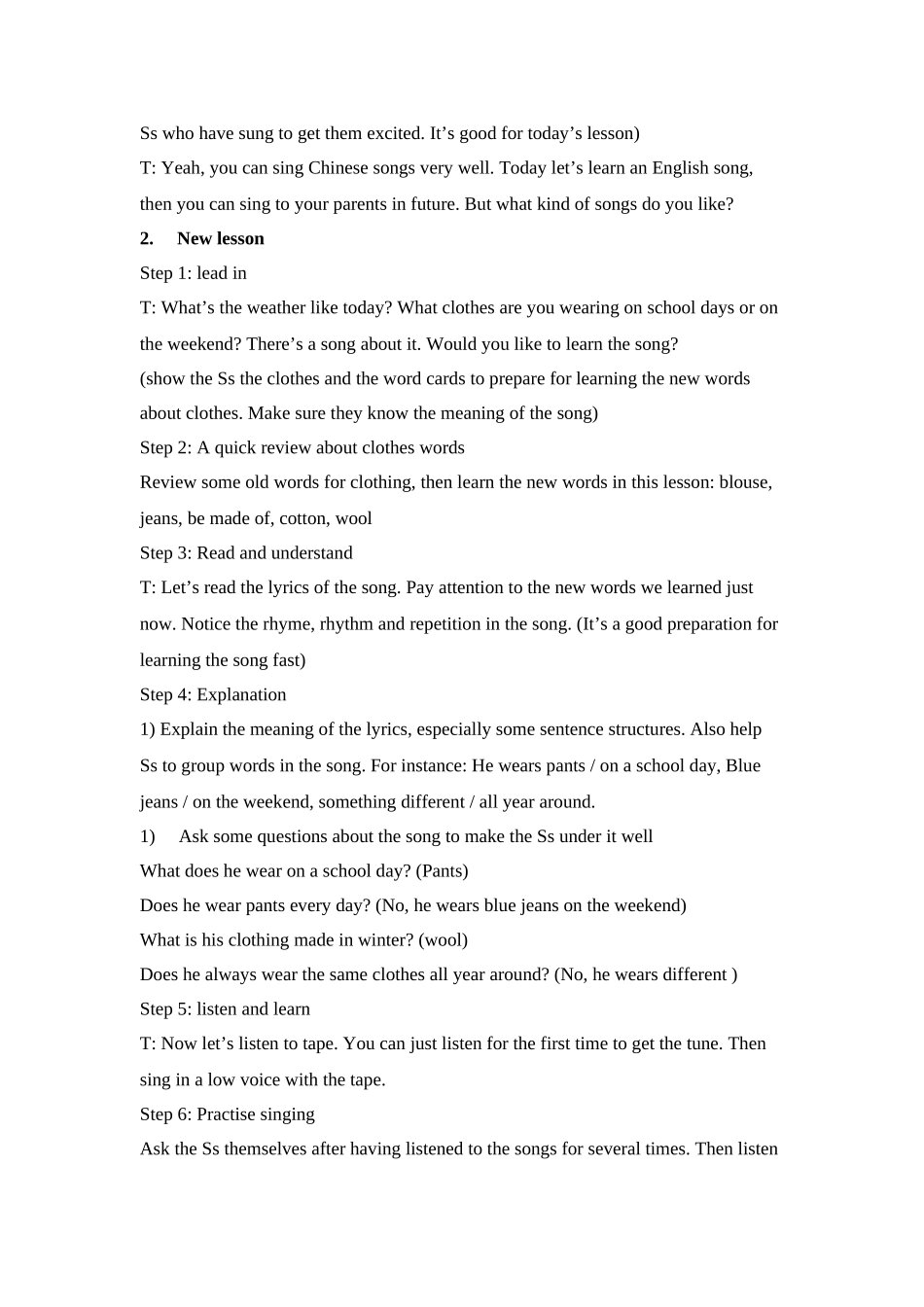 unit 1《me and my class》lesson 4 on a school day教案（冀教版八年级上）doc--初中英语 _第2页