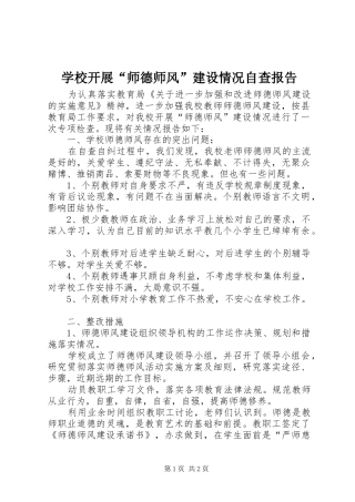 学校开展“师德师风”建设情况自查报告 