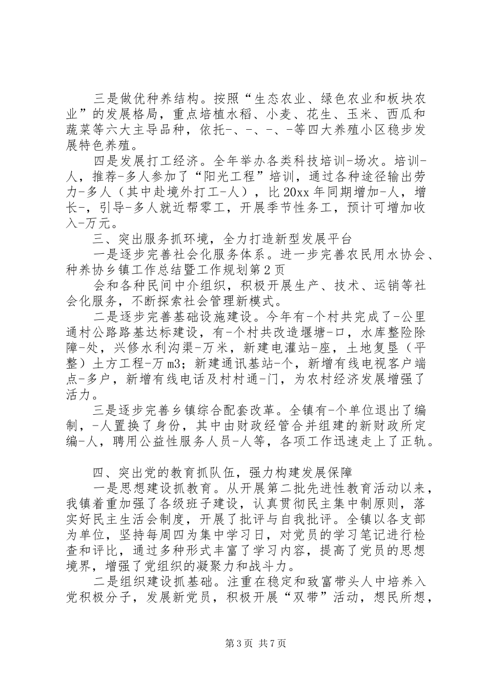 乡镇工作总结暨工作规划_第3页