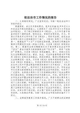 依法治市工作情况的报告 