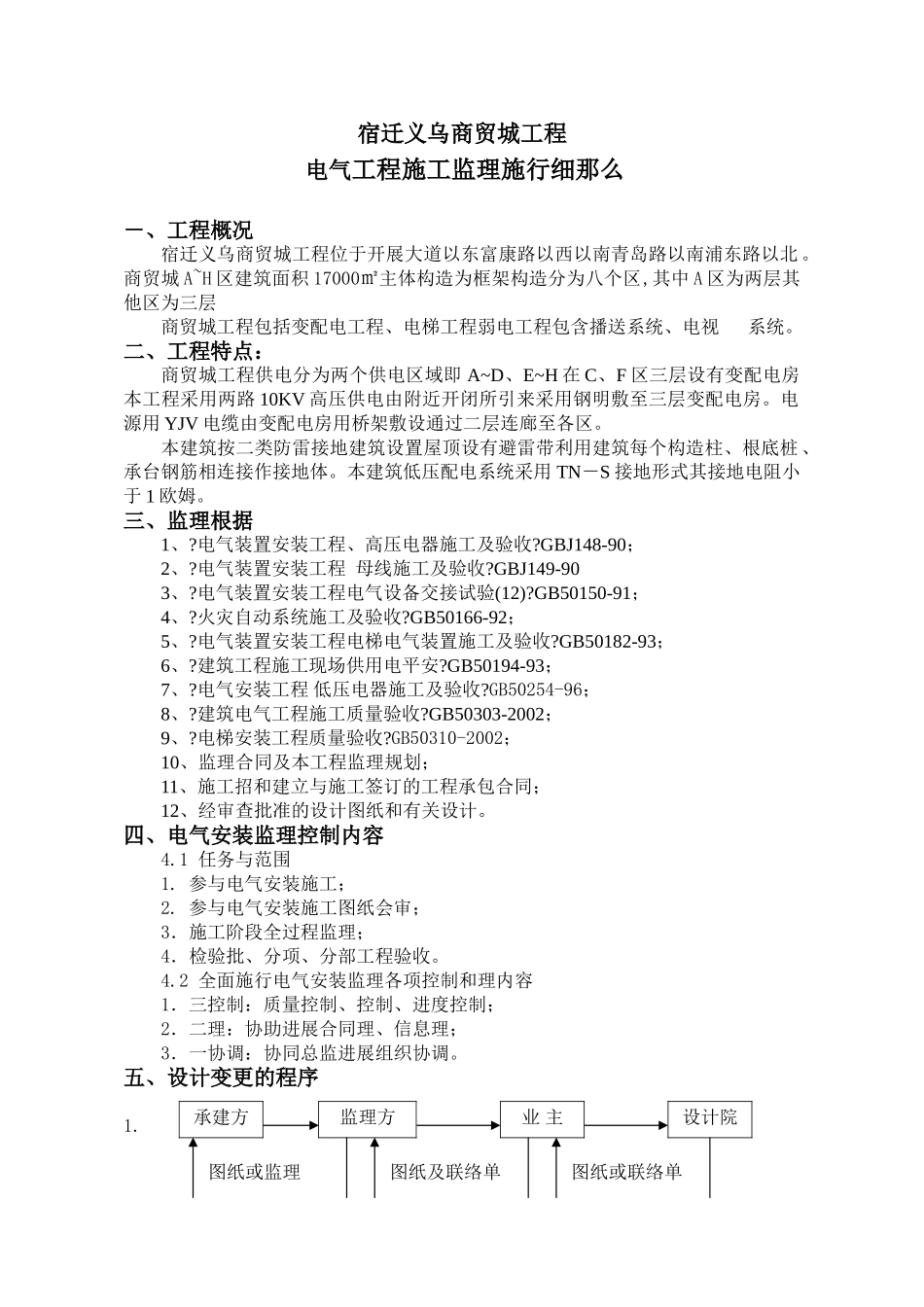 某商贸城电气工程施工监理实施细则_第1页