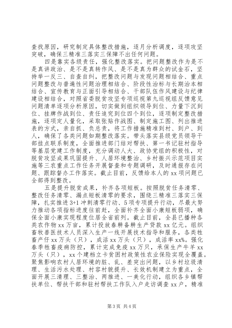 20XX年脱贫攻坚专项巡察反馈意见整改落实情况工作汇报_第3页