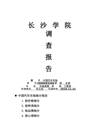中国汽车市场的细分