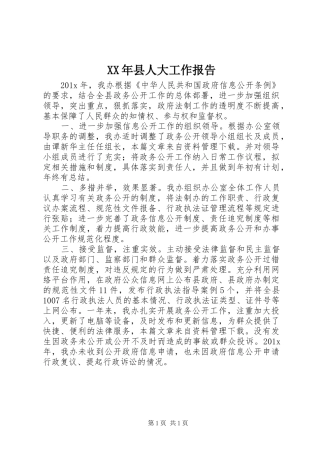 XX年县人大工作报告 