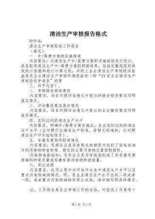 清洁生产审核报告格式 