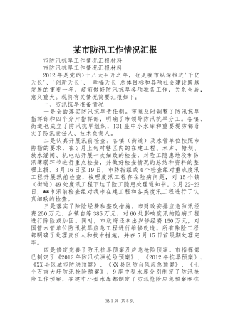 某市防汛工作情况汇报1 