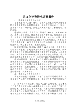 县文化建设情况调研报告 