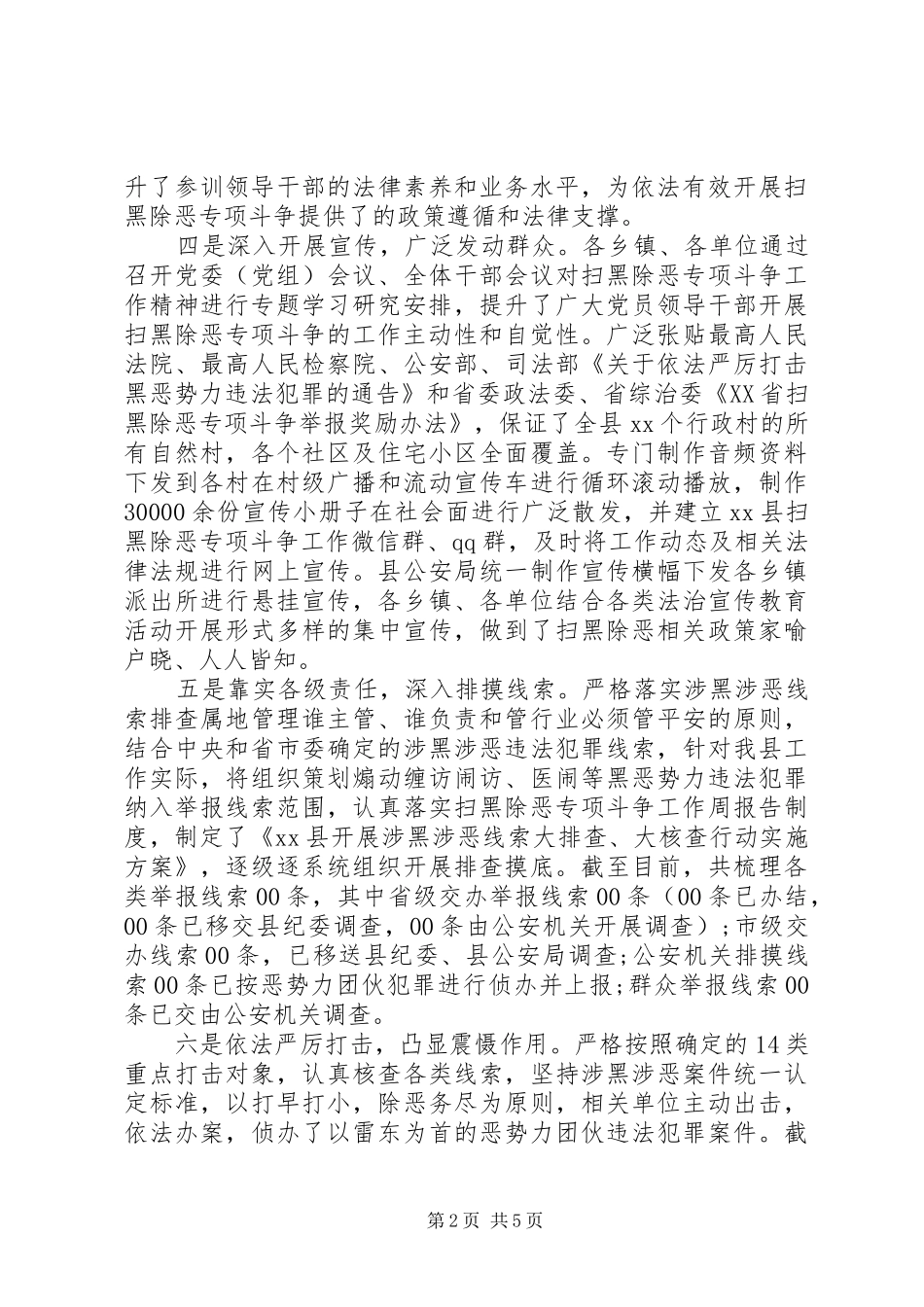 扫黑除恶专项斗争工作汇报材料 _第2页