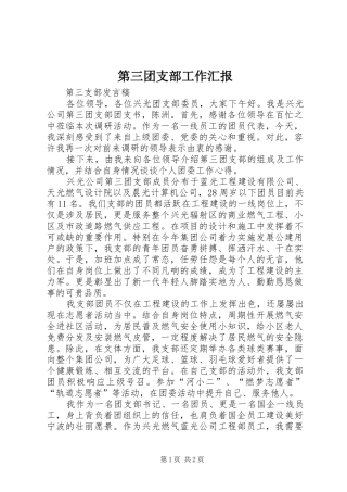 第三团支部工作汇报 