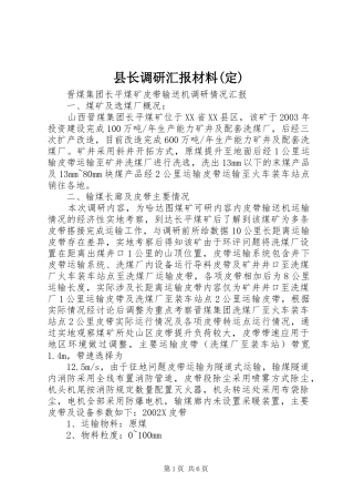 县长调研汇报材料(定) 