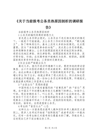 《关于当前报考公务员热原因剖析的调研报告》 