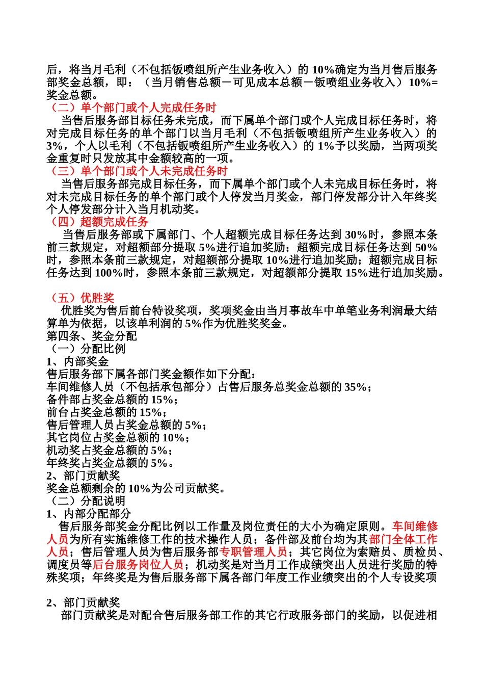 公司售后服务部绩效奖惩制度_第2页