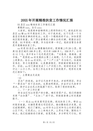20XX年开展精准扶贫工作情况汇报 
