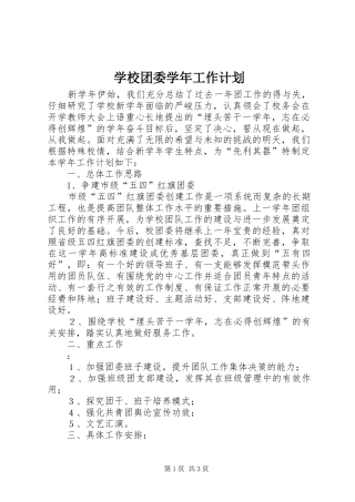学校团委学年工作计划