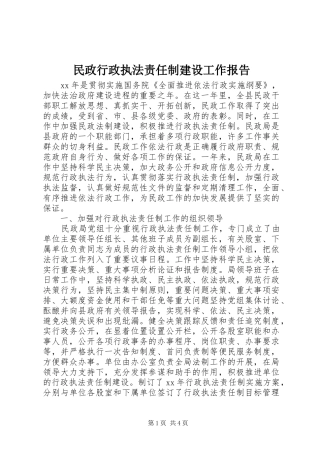 民政行政执法责任制建设工作报告 