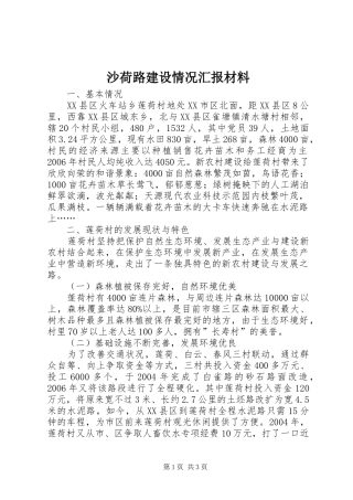 沙荷路建设情况汇报材料 