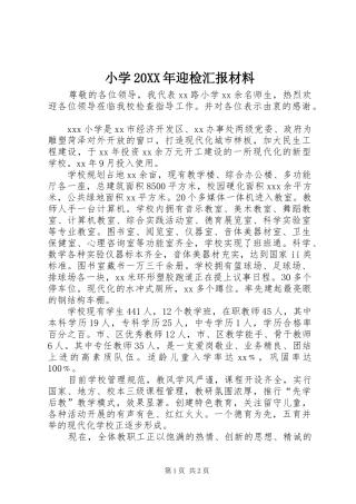 小学20XX年迎检汇报材料