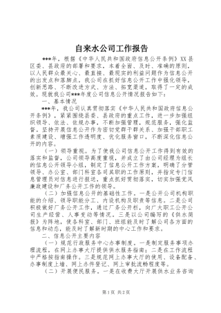 自来水公司工作报告 