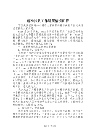 精准扶贫工作进展情况汇报 