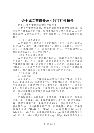 关于成立某市分公司的可行性报告 