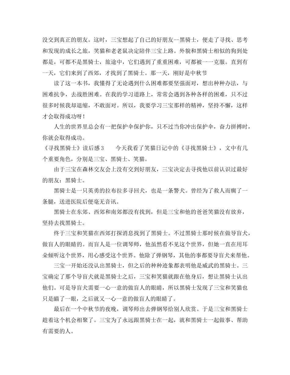 《寻找黑骑士》读后感 _第2页