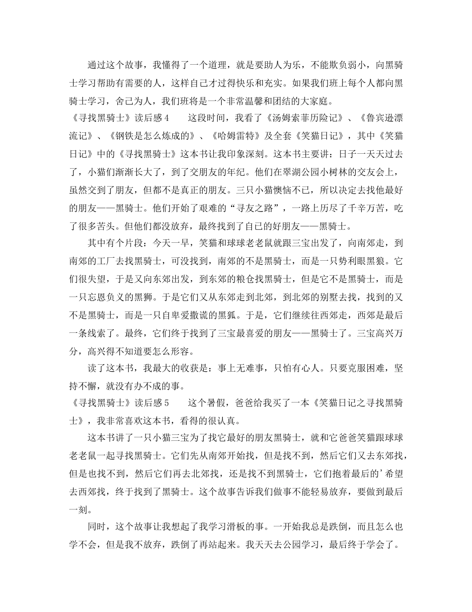 《寻找黑骑士》读后感 _第3页