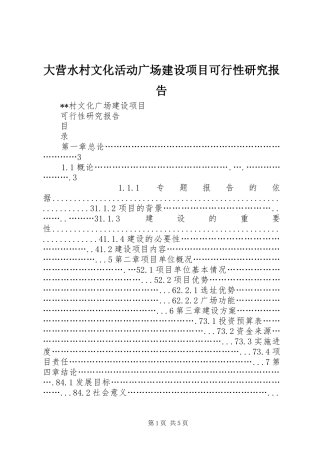 大营水村文化活动广场建设项目可行性研究报告 