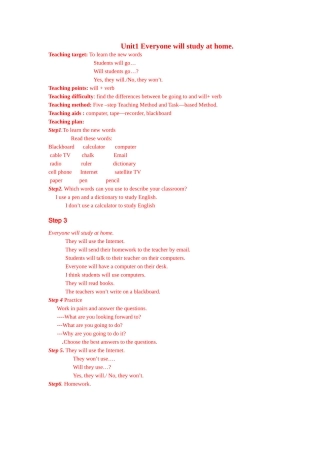 module 4《life in the future》unit 1 教案1（外研社七年级下）doc--初中英语 