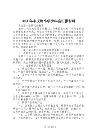 20XX年丰庆路小学少年宫汇报材料 