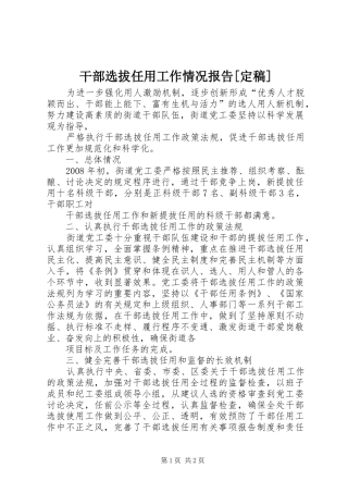 干部选拔任用工作情况报告[定稿] 