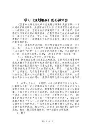 学习《规划纲要》的心得体会