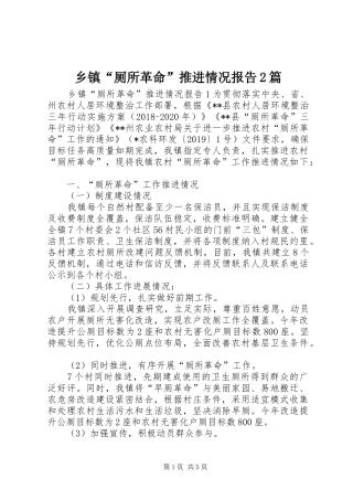 乡镇“厕所革命”推进情况报告2篇