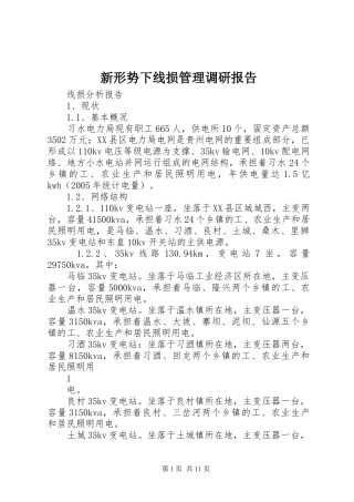 新形势下线损管理调研报告 