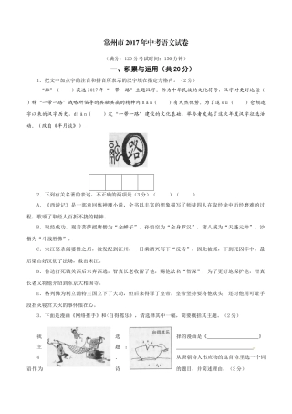2017年中考语文真题及答案108套46 