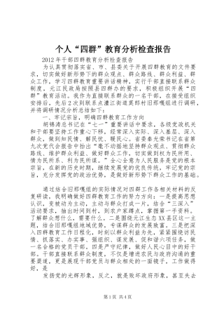 个人“四群”教育分析检查报告 