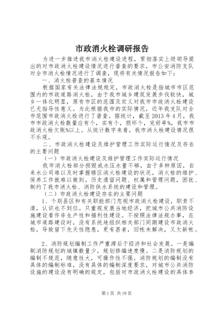 市政消火栓调研报告 