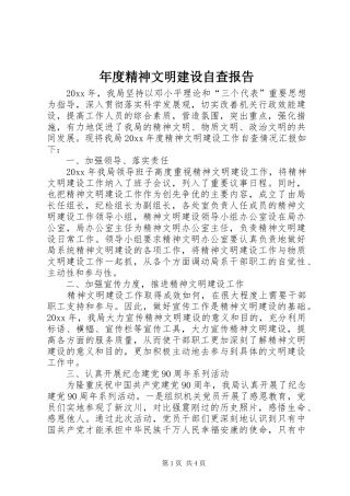 年度精神文明建设自查报告 