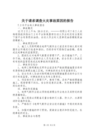 关于请求调查火灾事故原因的报告1 