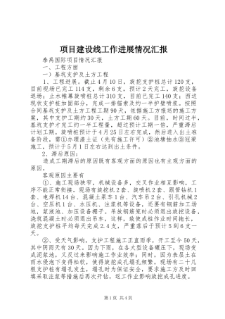 项目建设线工作进展情况汇报 