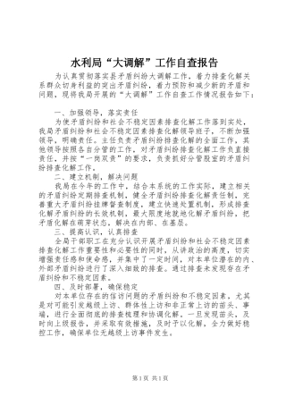 水利局“大调解”工作自查报告 