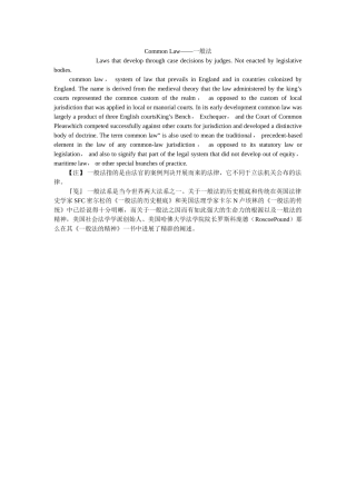 Common Law普通法 