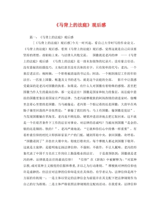 《马背上的法庭》观后感 