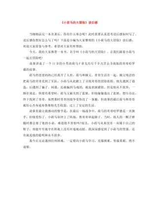 《小荷马的大冒险》读后感 