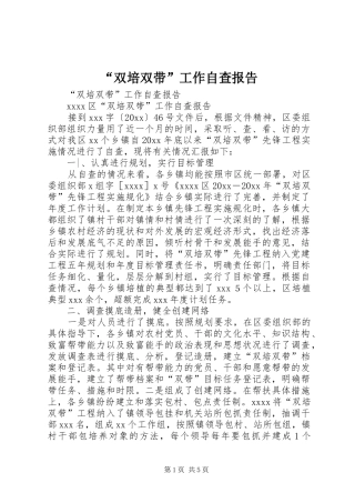 “双培双带”工作自查报告 
