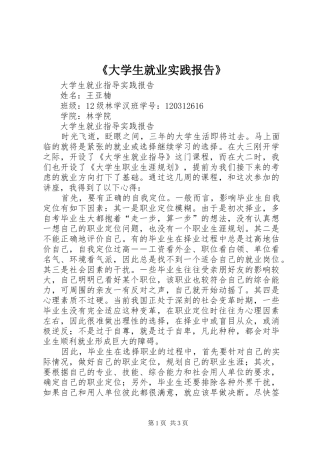 《大学生就业实践报告》 