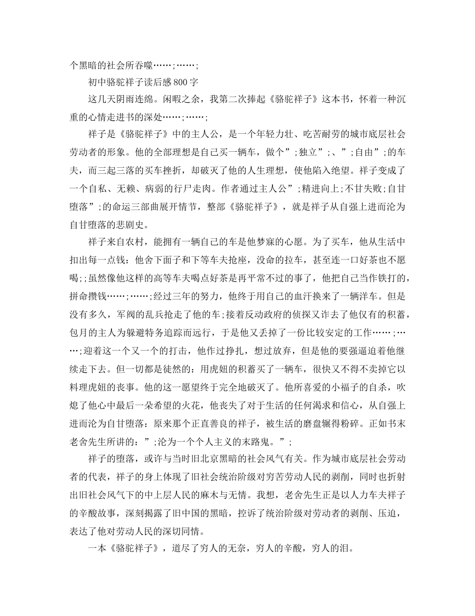 《骆驼祥子》读后感800字优秀作文 _第2页