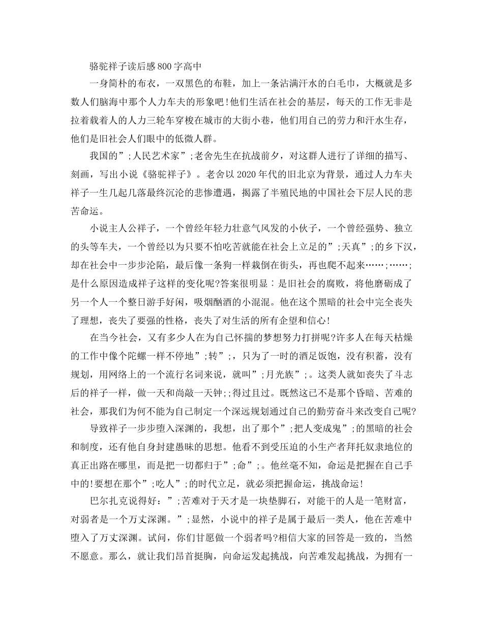《骆驼祥子》读后感800字优秀作文 _第3页
