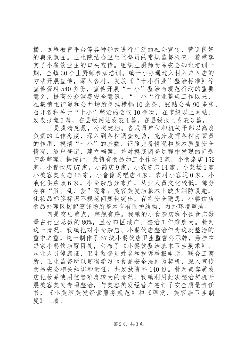 “十小”行业整治工作汇报材料 _第2页
