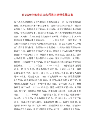 市2020年秋季农田水利基本建设实施方案 